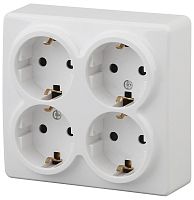 Розетка с заземлением накладная Эра Эксперт 4-м. белый картинка